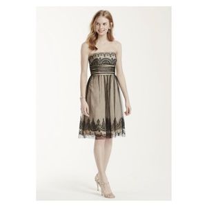 David's Bridal Strapless Tulle Dress With Caviar Beading Short Sz 6